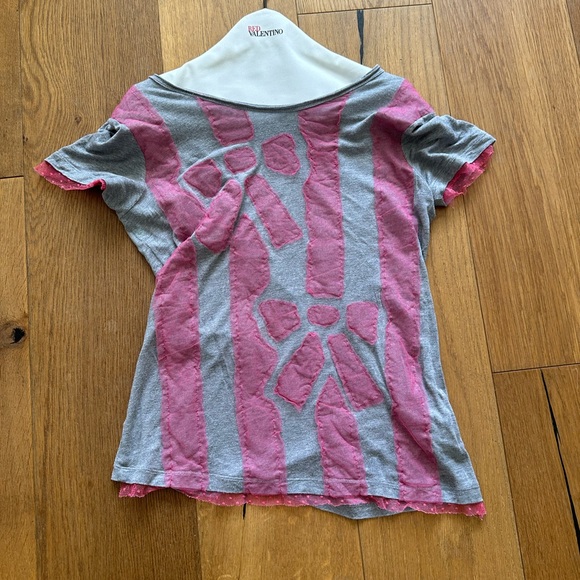 Valentino Kids Pink and Gray Striped Top - Picture 1 of 5